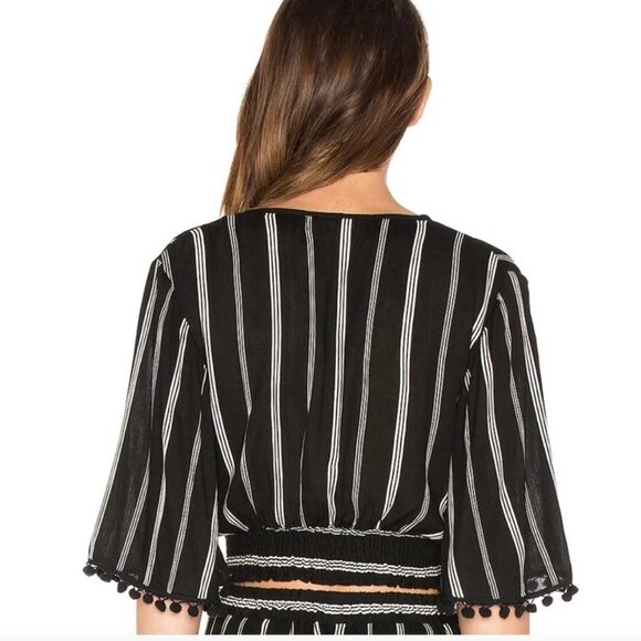 Band of Gypsies Surplice Pom Pom Crop Top and Pinstripe Pom Pom Short size XS/S - Picture 3 of 13